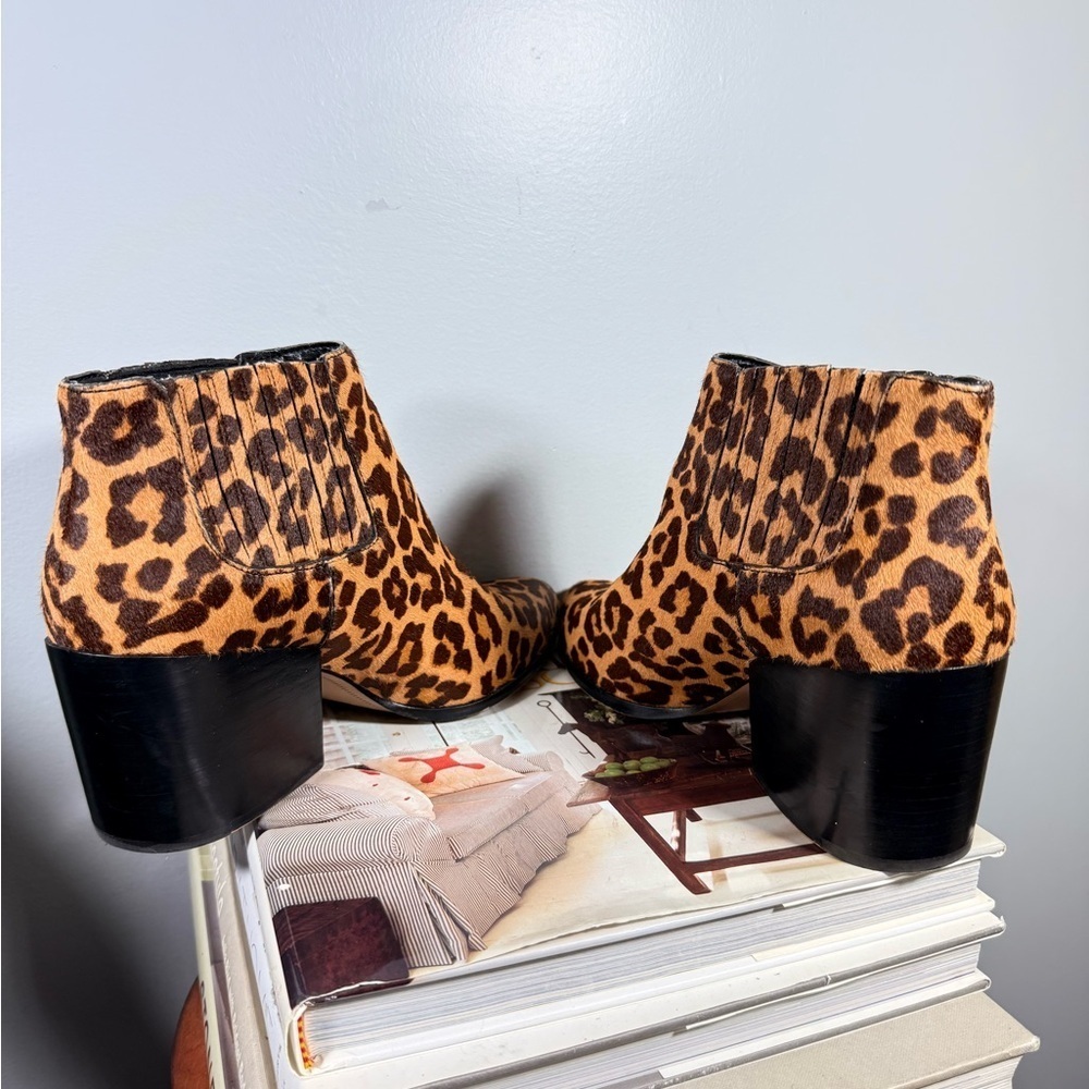 1. State Women’s Size 9 Calf Hair Leather Leopard Ankle Boots. - Picture 4 of 11